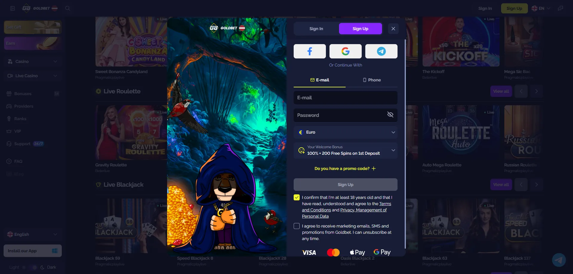Регистрация в Goldbet Casino стъпка по стъпка