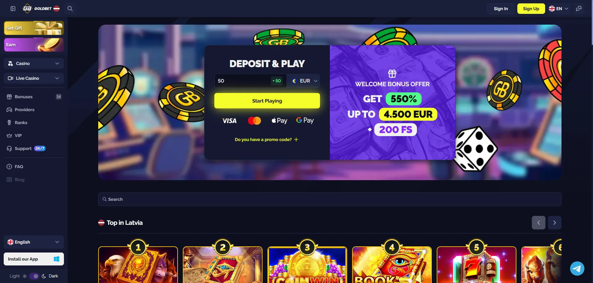 Goldbet Casino мобилно приложение PWA за Android и iOS